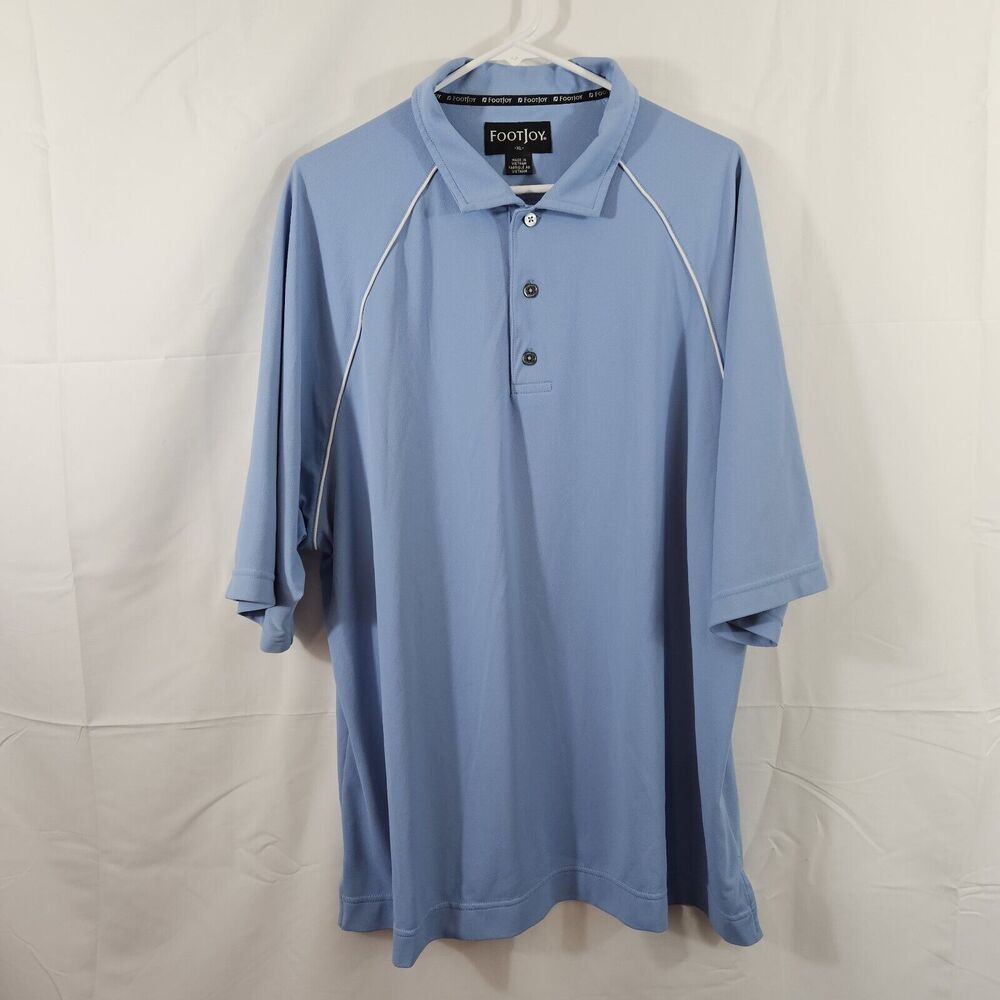 Footjoy Mens XL Blue Polo Shirt Golf Short Sleeve